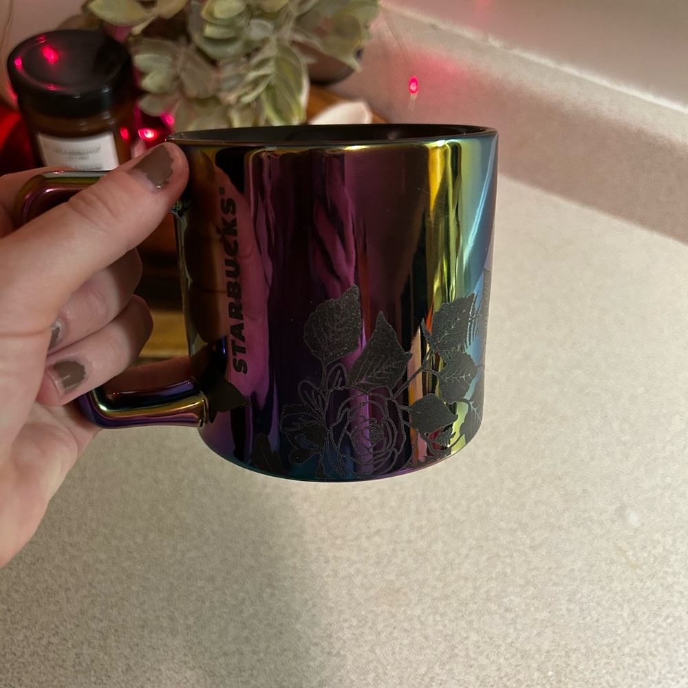 NEW Starbucks Iridescent Oil Slick Black Ceramic Mug